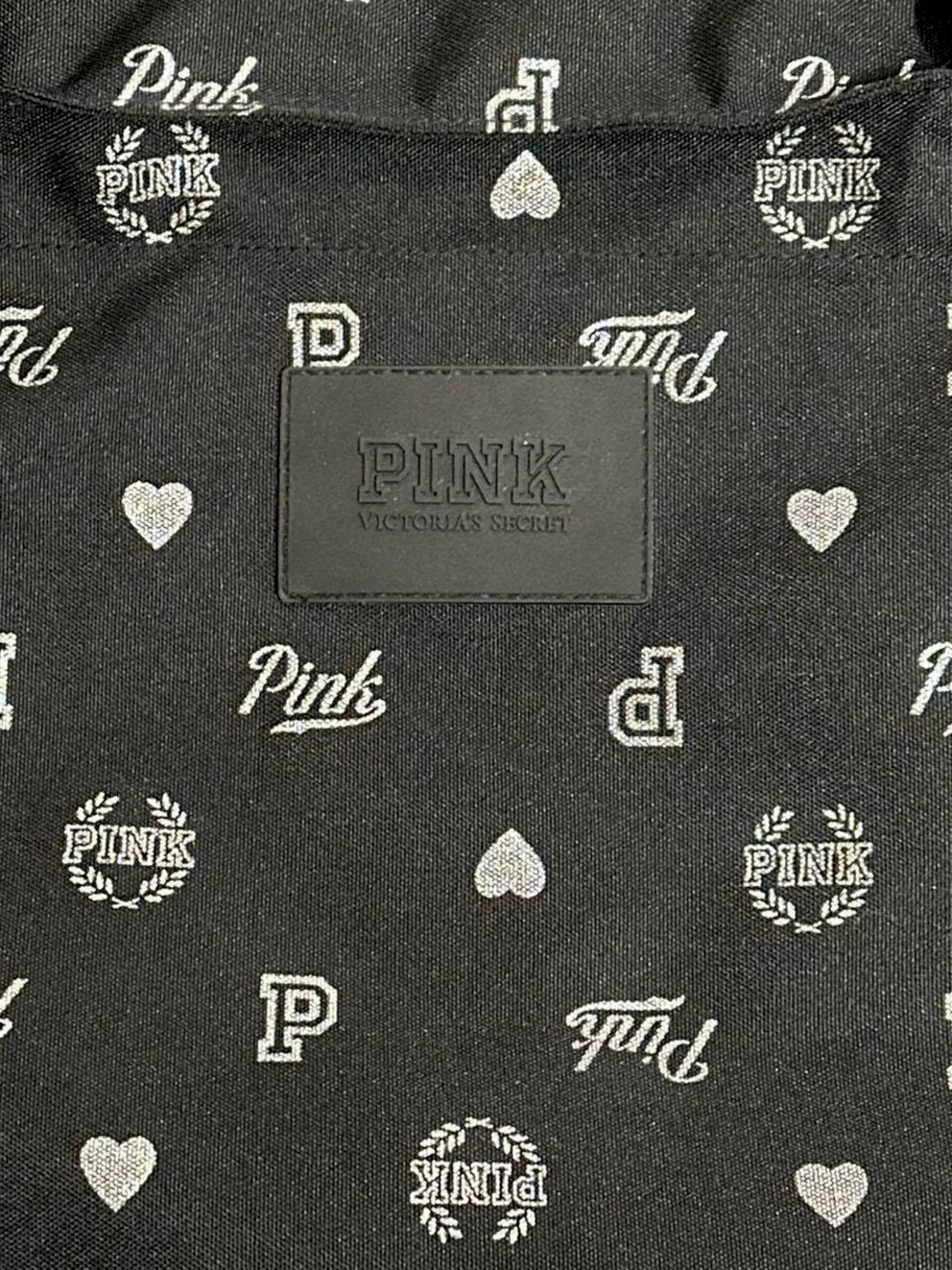 VS PINK Large Tote Bag Black Logo Heart Print - Picture 5 of 13